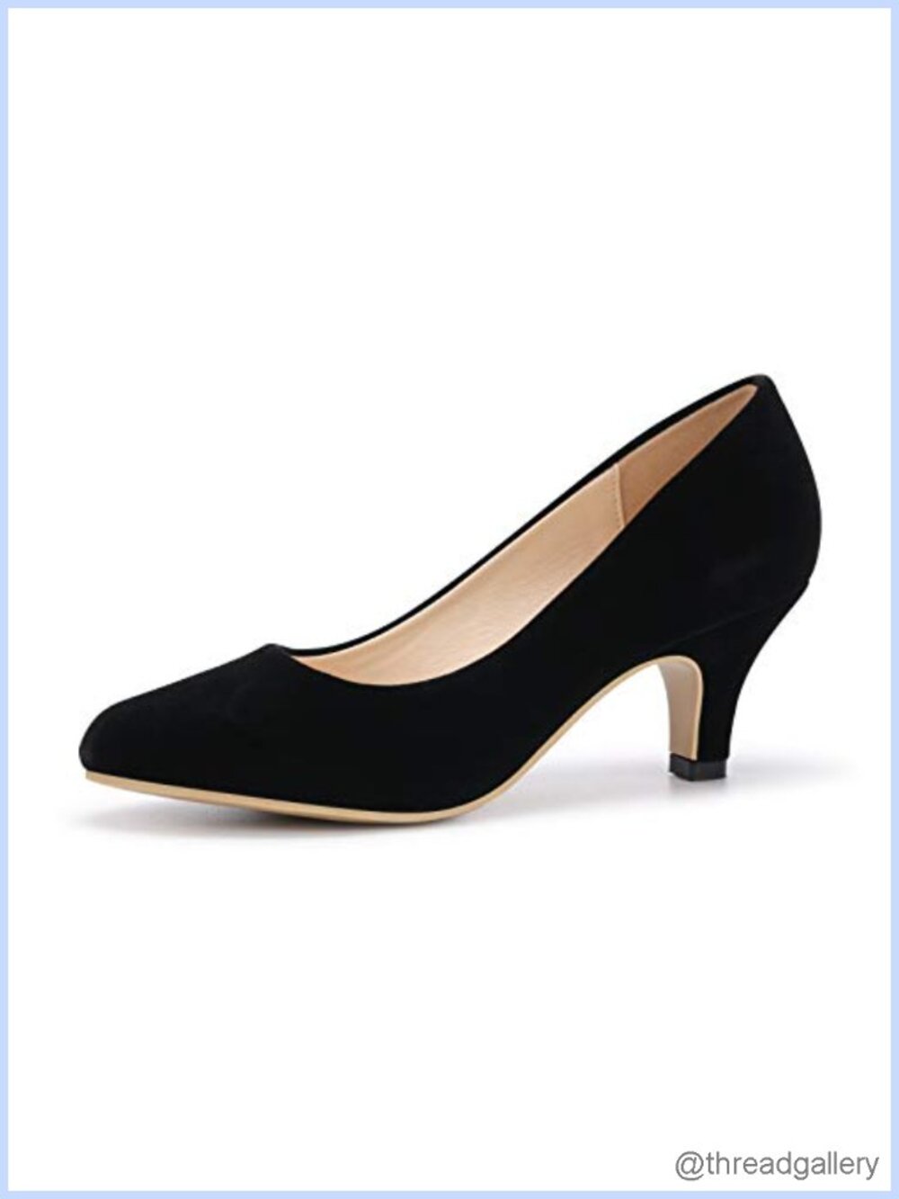 Kitten Heel Slip On Pumps Round Toe Faux Leather Dress Shoes
